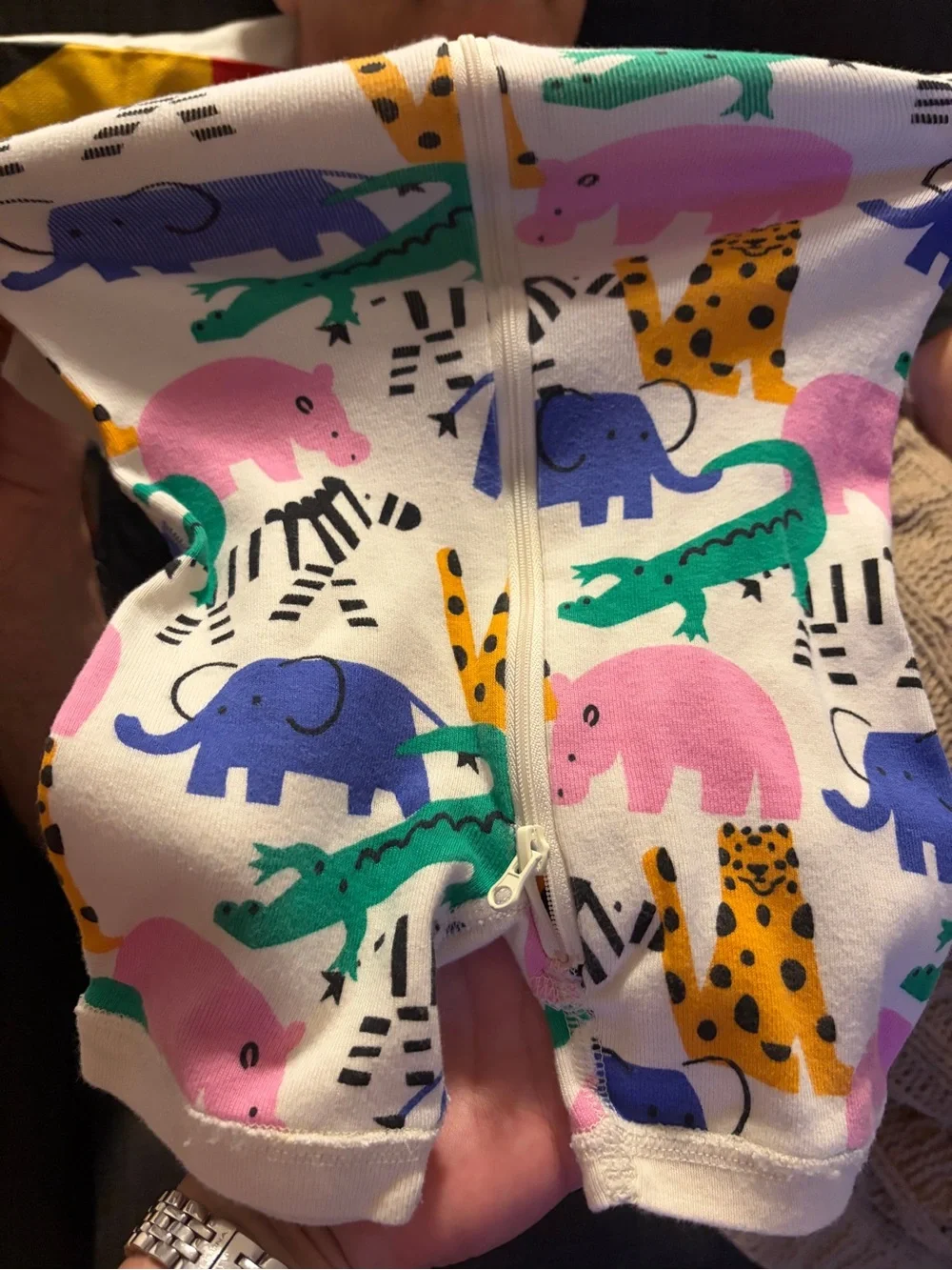 Hanna Andersson 2T Organic Cotton Animal Print Romper 2-Way Zip
